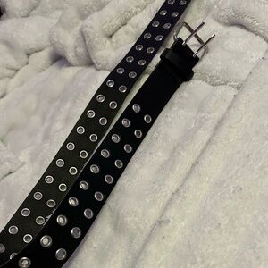 Black Grommet Belt with Silver Buckle